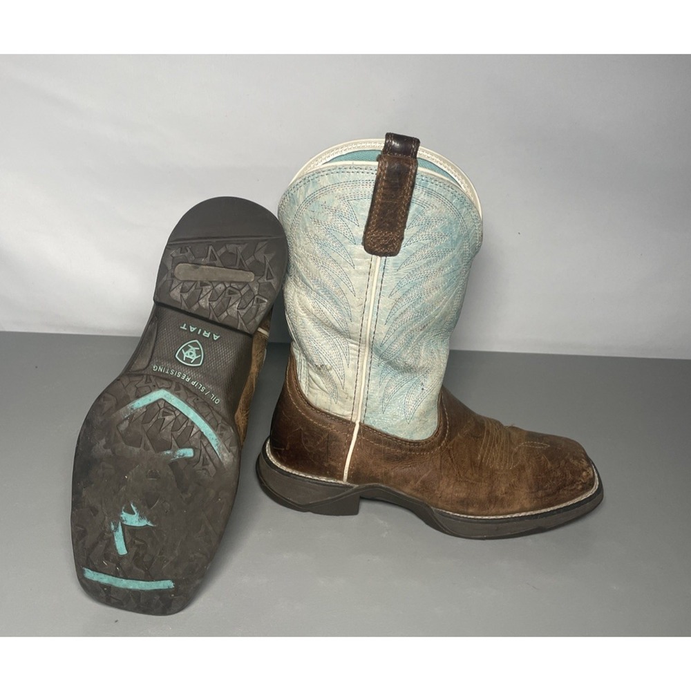 Ariat Anthem 2.0 Western Boots Women's 6B Distressed Brown Blue Ombre Leather